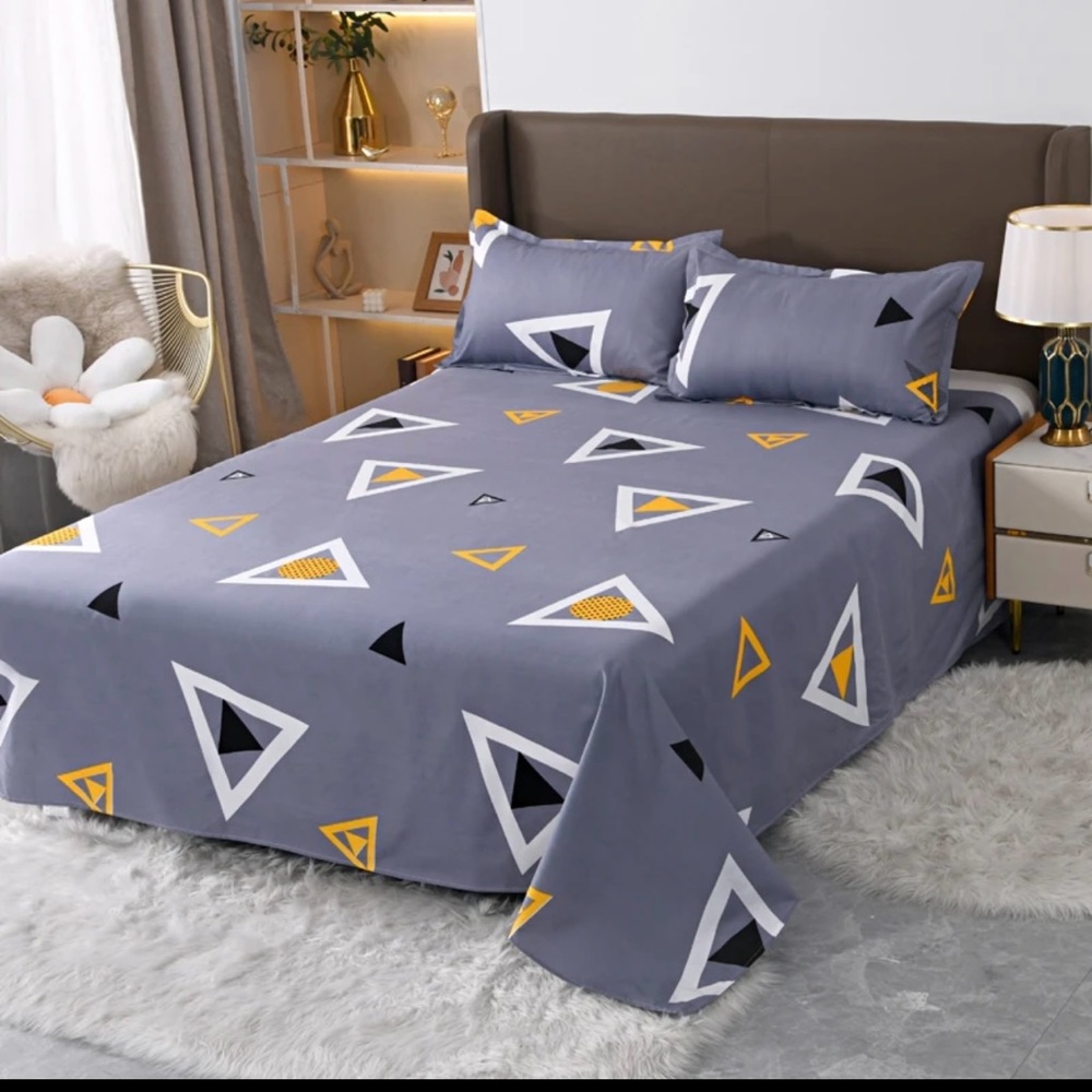 3 pieces queen size bedding includes 1 flat sheet and 2 pillow case